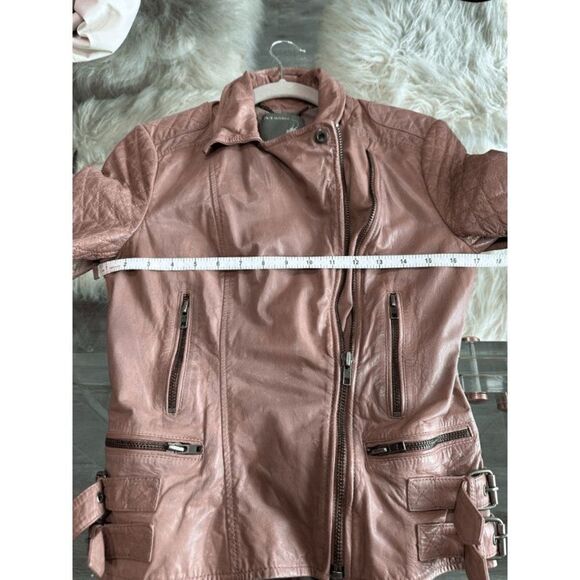 Muubaa Rokel Taupe Leather Biker Jacket Size US 2 - Picture 10 of 16